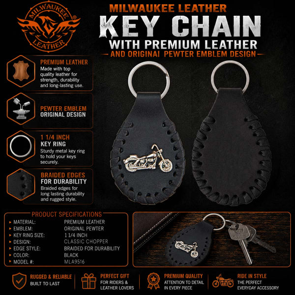 Milwaukee Leather Classic Chopper Pewter Emblem Key Chain - MLA9516
