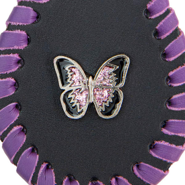 Milwaukee Leather Black and Purple Butterfly Pewter Emblem Key Chain - MLA9522