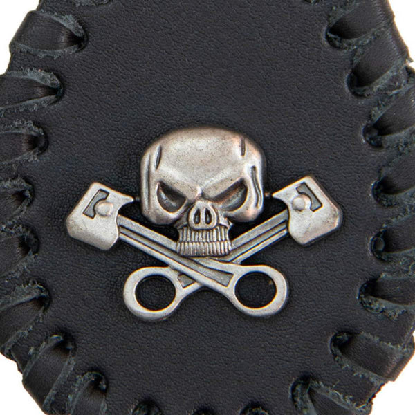 Milwaukee Leather Skull and Pistons Pewter Emblem Key Chain - MLA9525