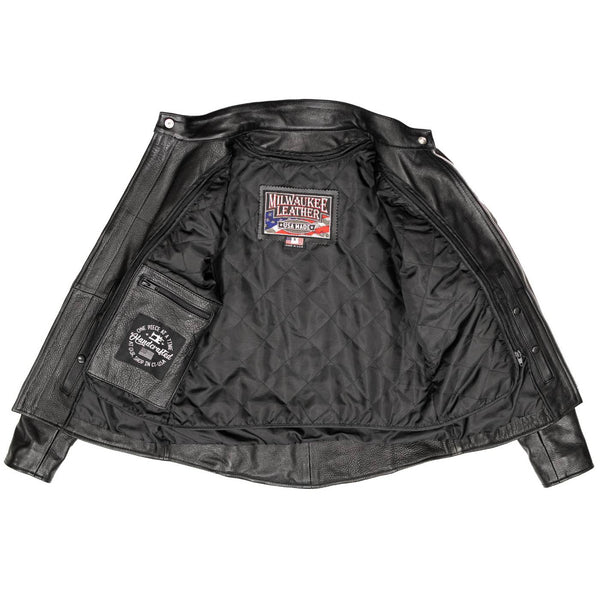 Milwaukee Leather USA MADE MLJKL5001 Women's Black Foxy Premium Motorcycle Leather Jacket with Vents