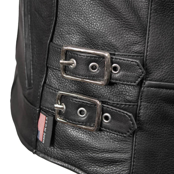 Milwaukee Leather USA MADE MLJKL5001 Women's Black Foxy Premium Motorcycle Leather Jacket with Vents