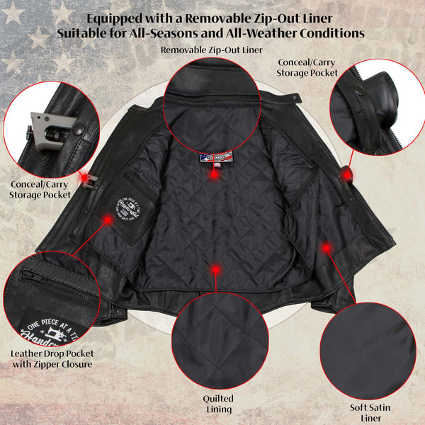 Milwaukee Leather USA MADE MLJKL5003 Women's Black Serene Clean Cut Premium Motorcycle Leather Jacket