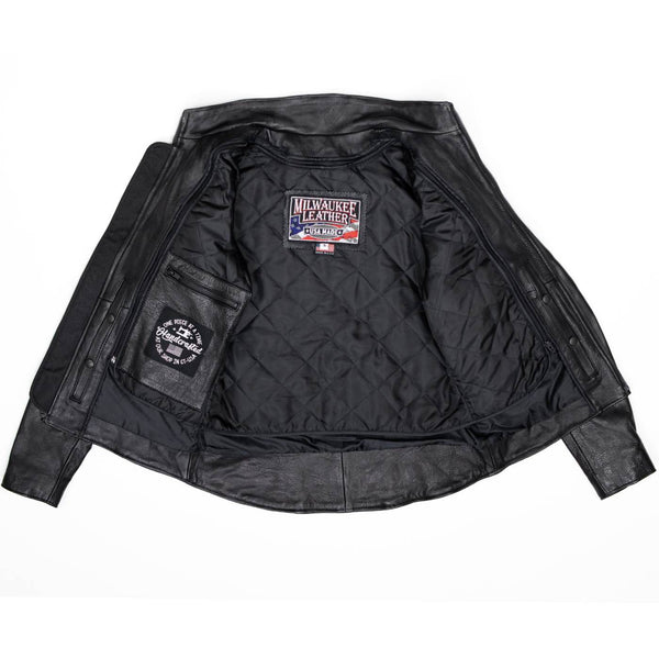 Milwaukee Leather USA MADE MLJKL5003 Women's Black Serene Clean Cut Premium Motorcycle Leather Jacket