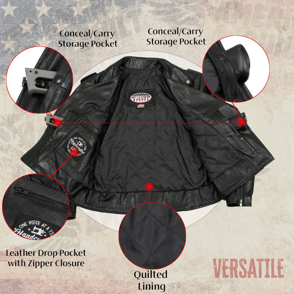Milwaukee Leather USA MADE MLJKL5004 Women's Black The Flaunt Premium Classic Motorcycle Style Leather Jacket