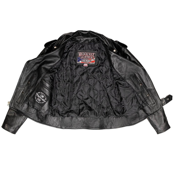 Milwaukee Leather USA MADE MLJKL5004 Women's Black The Flaunt Premium Classic Motorcycle Style Leather Jacket