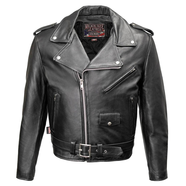 Milwaukee Leather USA MADE MLJKM5009 Men's Black The Dean Premium Leather Throwback Motorcycle Jacket