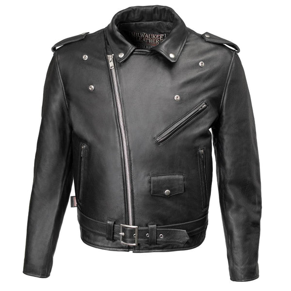 Milwaukee Leather USA MADE MLJKM5009 Men's Black The Dean Premium Leather Throwback Motorcycle Jacket
