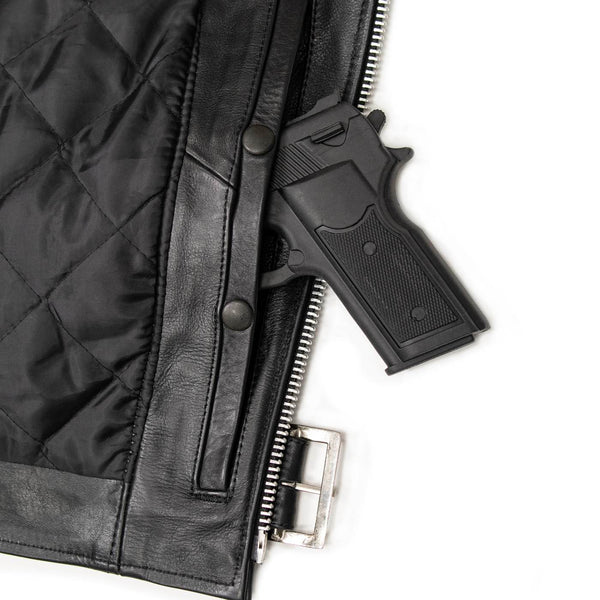 Milwaukee Leather USA MADE MLJKM5009 Men's Black The Dean Premium Leather Throwback Motorcycle Jacket