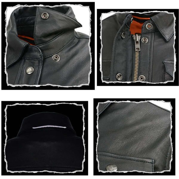 Milwaukee Leather MLL2600 Women's Black Premium Leather Shirt Style Jacket w/ Removable Liner