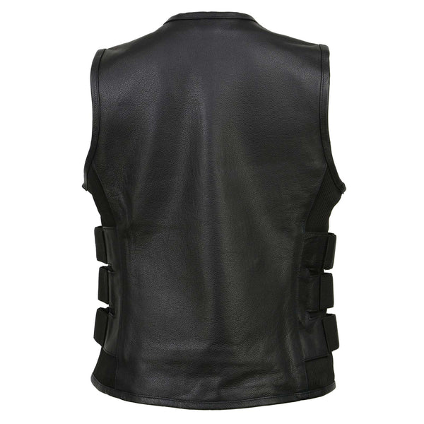 Milwaukee Leather MLL4501 Women's Tactical Swat Style Rider Leather Vest w/ Single Panel Back for Club Patches