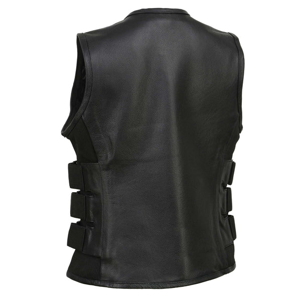 Milwaukee Leather MLL4501 Women's Tactical Swat Style Rider Leather Vest w/ Single Panel Back for Club Patches