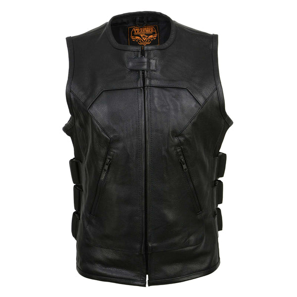 Milwaukee Leather MLL4501 Women's Tactical Swat Style Rider Leather Vest w/ Single Panel Back for Club Patches