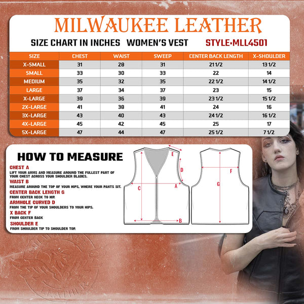 Milwaukee Leather MLL4501 Women's Tactical Swat Style Rider Leather Vest w/ Single Panel Back for Club Patches