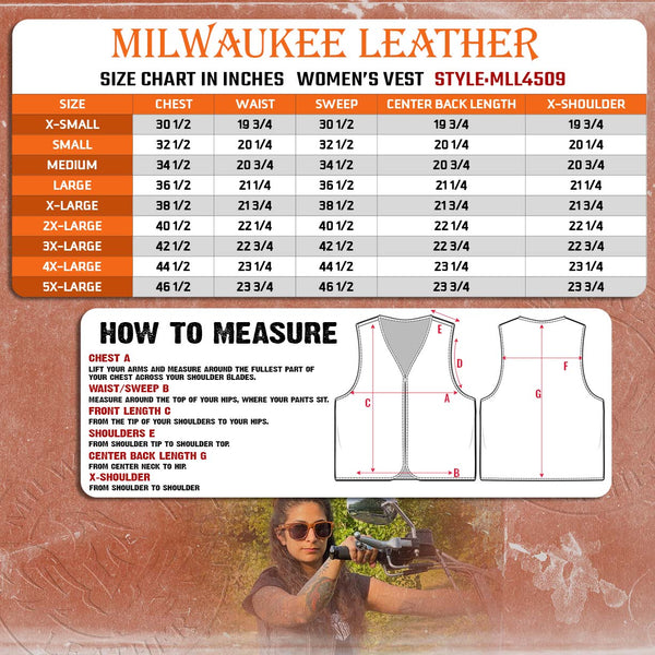 Milwaukee Leather Women's MLL4509 Smoocher Two Tone Crazy Horse Brown and Black Leather Club Style Motorcycle Vest