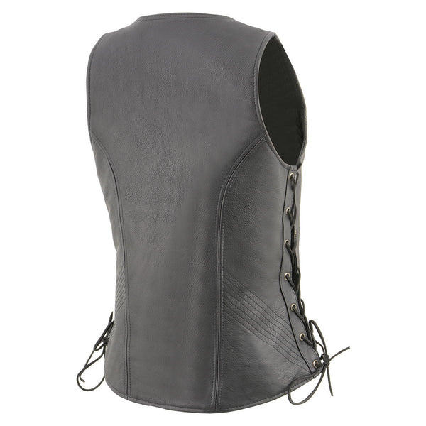 Milwaukee Leather MLL4532 Women's Side Laced Premium Black Leather Motorcycle Rider Vest w/ Cool-Tec Leather Treatement