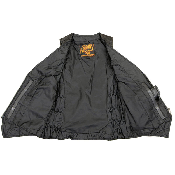 Milwaukee Leather MLL4555 Women's Black Premium Leather Zipper Closure Motorcycle Rider Vest w/ Stretch Side Panel