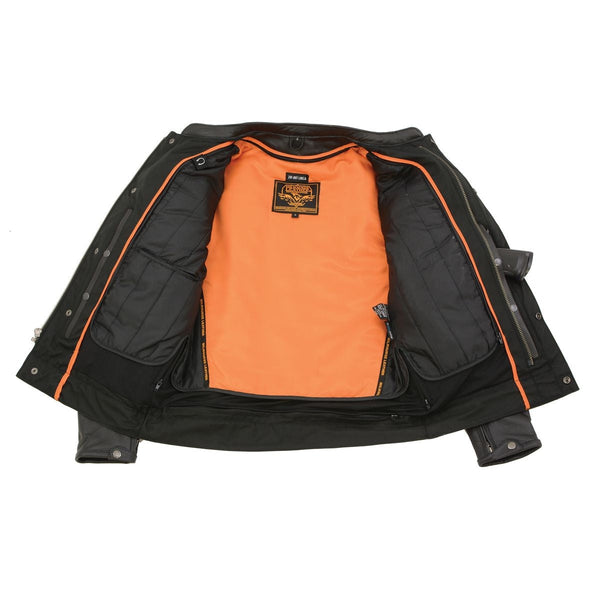 Milwaukee Leather MLM1506 Men's Black Premium Leather Motorcycle Jacket w/ Utility Pockets Cool-Tec Leather Treatement