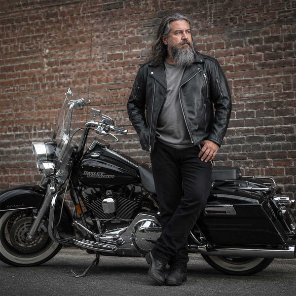 Milwaukee Leather MLM1515 Men's Classic Beltless Black Leather Triple Stitched Motorcycle Biker Rider Jacket