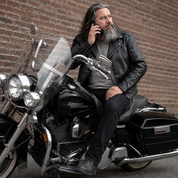 Milwaukee Leather MLM1515 Men's Classic Beltless Black Leather Triple Stitched Motorcycle Biker Rider Jacket