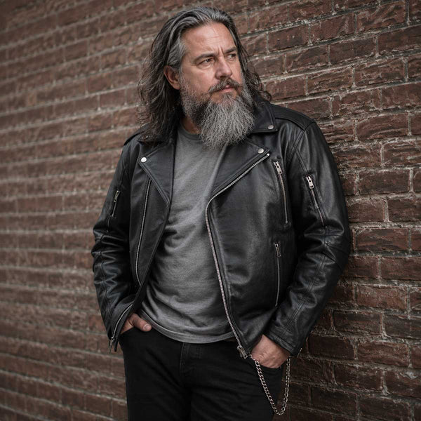 Milwaukee Leather MLM1515 Men's Classic Beltless Black Leather Triple Stitched Motorcycle Biker Rider Jacket