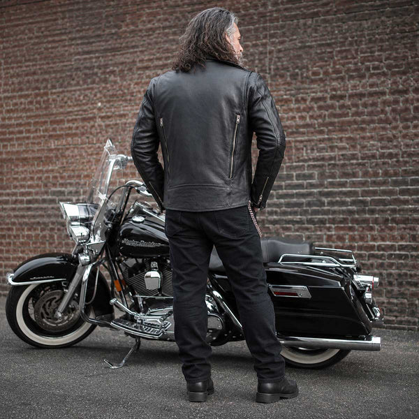 Milwaukee Leather MLM1515 Men's Classic Beltless Black Leather Triple Stitched Motorcycle Biker Rider Jacket