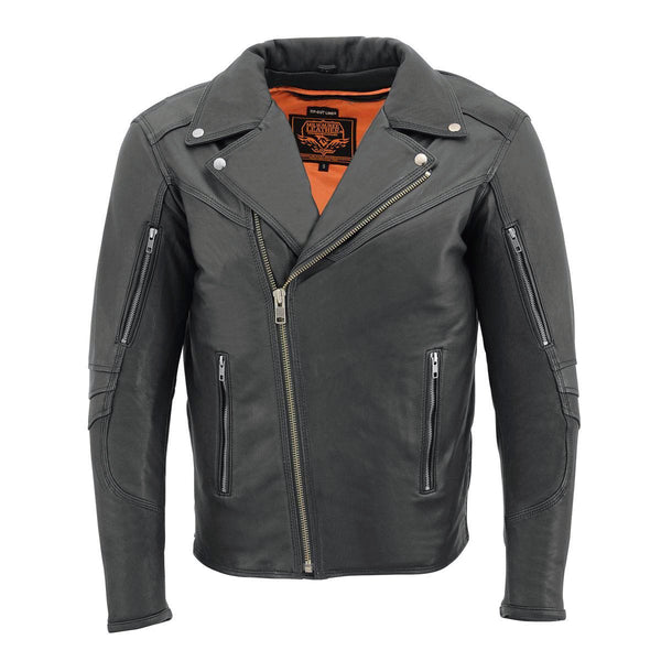 Milwaukee Leather MLM1516 Black Real Leather Motorcycle Jacket for Men – Vintage Brando Style Biker Jacket