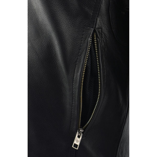 Milwaukee Leather MLM1560 Men's Black Long Body and Vented Motorcycle Leather Jacket