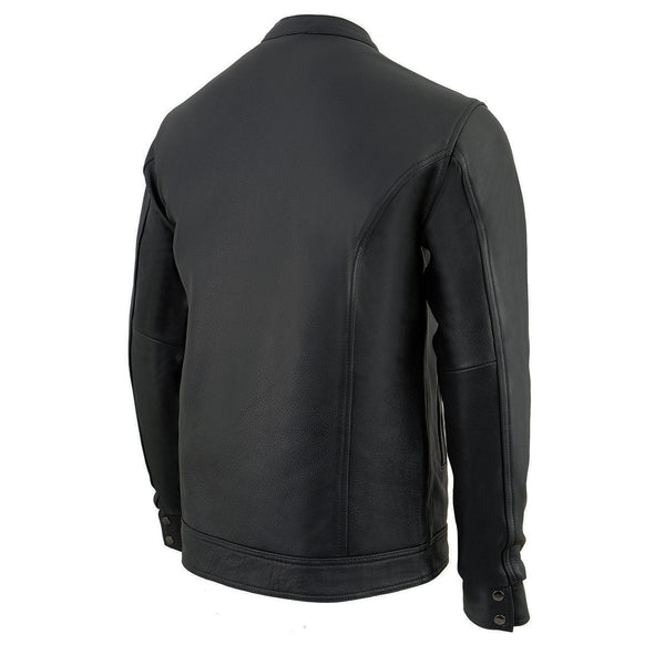 Milwaukee Leather MLM1610 Men's Club Style Black Casual Biker Leather Shirt with Dual Closure