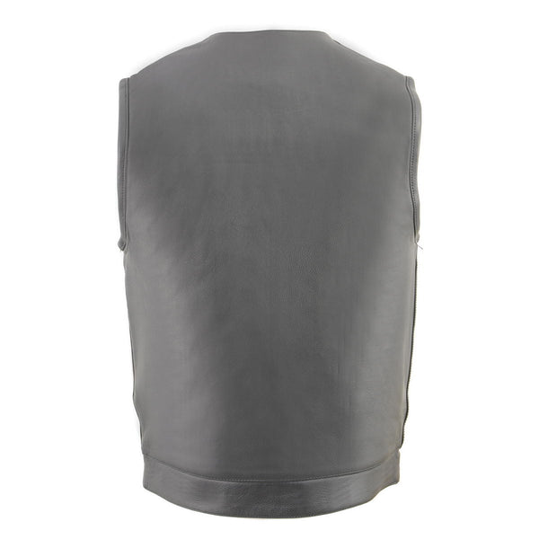 Milwaukee Leather Men's MLM3515 Black Premium Collarless Club Style Motorcycle Vest w/ Cool-Tec Leather Treatment