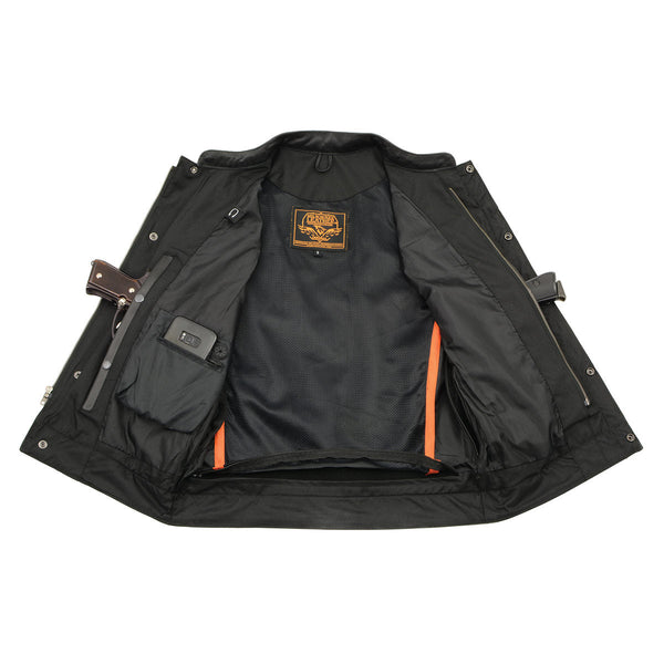 Milwaukee Leather MLM3524SET Men's All Season Black Premium Leather Motorcycle vest w/ Heated and Cool-Tec Technology
