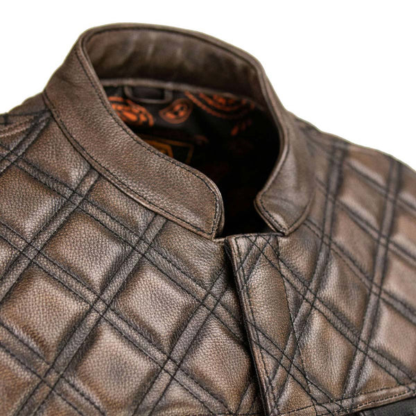 Milwaukee Leather MLM3529 Men's Black & Brown Paisley Lined Leather Vest w/ Accent Stitching & Armhole Trim