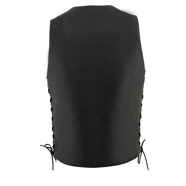 Milwaukee Leather MLM3541 Men's Roulette Black Premium Leather 10 Pocket Motorcycle Vest w/ Cool-Tec Leather Treatment