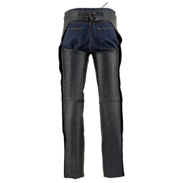 Milwaukee Leather MLM5502 Men's Black Premium Leather Motorcycle Rider Chaps w/ Cool-Tec Leather Treatment