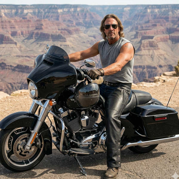 Milwaukee Leather MLM5502 Men's Black Premium Leather Motorcycle Rider Chaps w/ Cool-Tec Leather Treatment