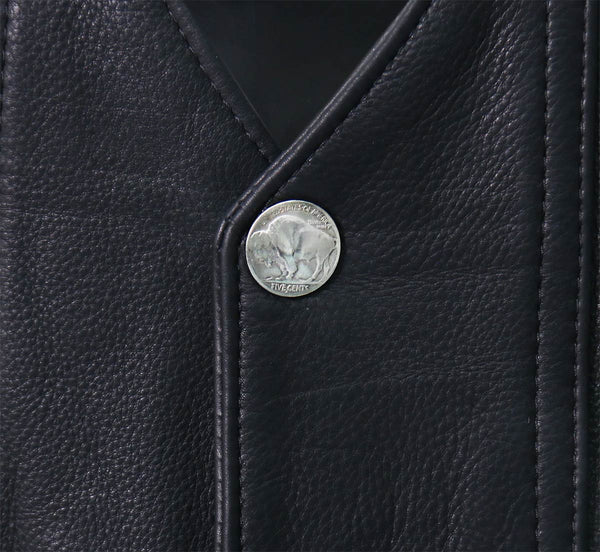 Milwaukee Leather USA MADE MLVSM5005 Men's Black Road Whip Premium Motorcycle Leather Vest with Buffalo Snap Buttons