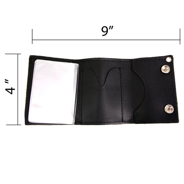 Milwaukee Leather MLW7835 Men's 4” Black Leather Biker Wallet w/ Skull Cross Bones -Tri-Fold Anti-Theft Stainless Steel Chain