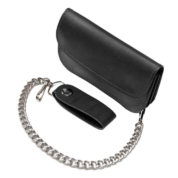 Milwaukee Leather Black Full-Grain Snake-Stamped Biker Chain Wallet - MLW7843