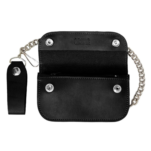 Milwaukee Leather Black Full-Grain Snake-Stamped Biker Chain Wallet - MLW7843
