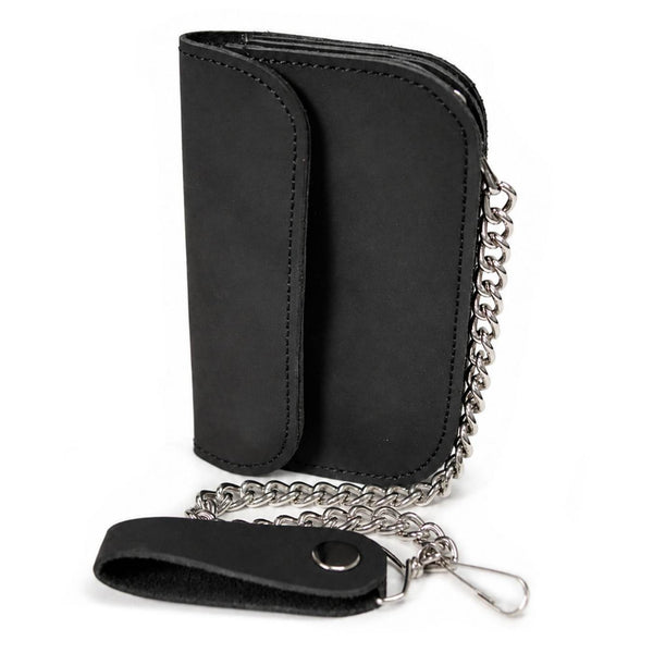 Milwaukee Leather Black Full-Grain Snake-Stamped Biker Chain Wallet - MLW7844