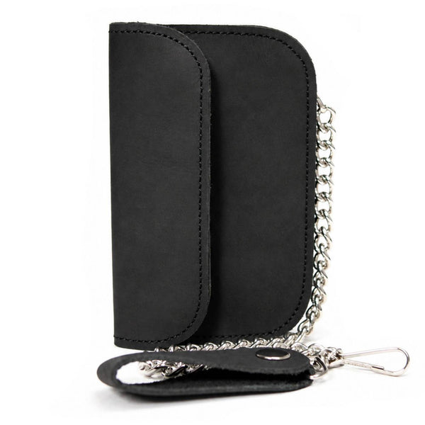 Milwaukee Leather Black Full-Grain Snake-Stamped Biker Chain Wallet - MLW7844