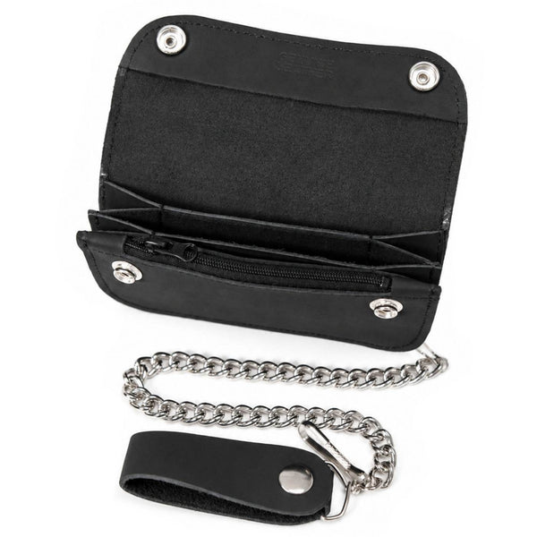 Milwaukee Leather Black Full-Grain Snake-Stamped Biker Chain Wallet - MLW7844