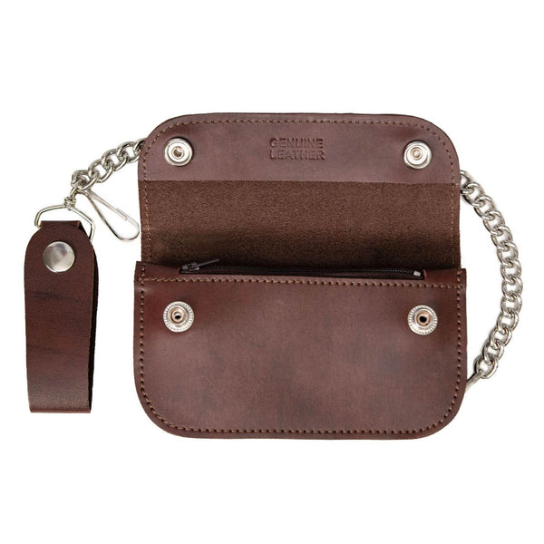 Milwaukee Leather Brown Full-Grain Snake-Stamped Biker Chain Wallet - MLW7846