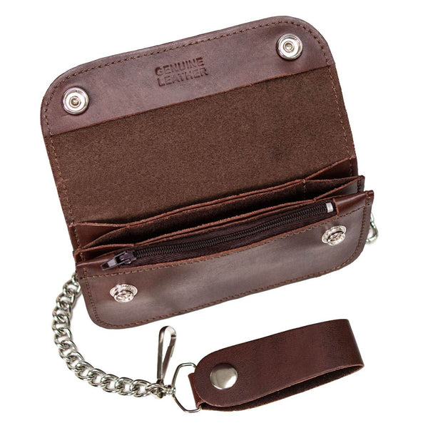 Milwaukee Leather Brown Full-Grain Snake-Stamped Biker Chain Wallet - MLW7846