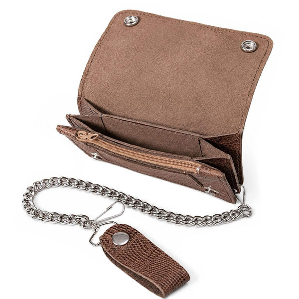 Milwaukee Leather Brown Full-Grain Python-Stamped Biker Chain Wallet - MLW7851