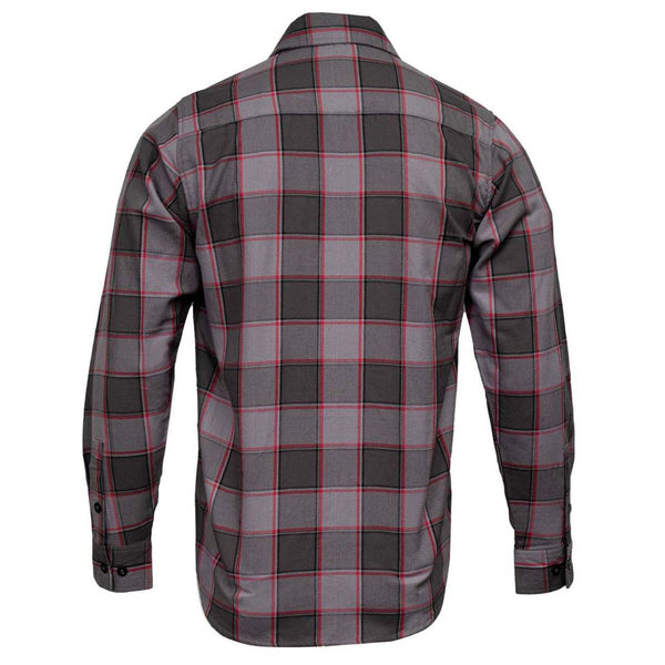 MMCC Men's The Shadow Grey Red Plaid Flannel Shirt - 100% Cotton with Microfiber Wipe Panel - MMC11603