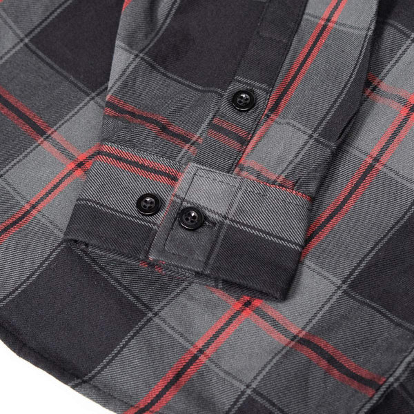 MMCC Blackout Men's Black Gray Red Plaid Flannel Shirt - 100% Cotton Long Sleeve Button-Up - MMC11622