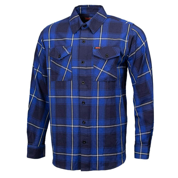 MMCC Blue Wire Men's Navy Blue White Plaid Flannel Shirt - 100% Cotton Long Sleeve Button-Up - MMC11624