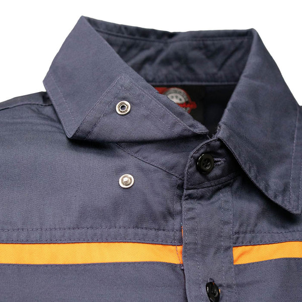 MMCC Men's Octane Gray Orange Poly-Blend Mechanic Shirt - MMC16001