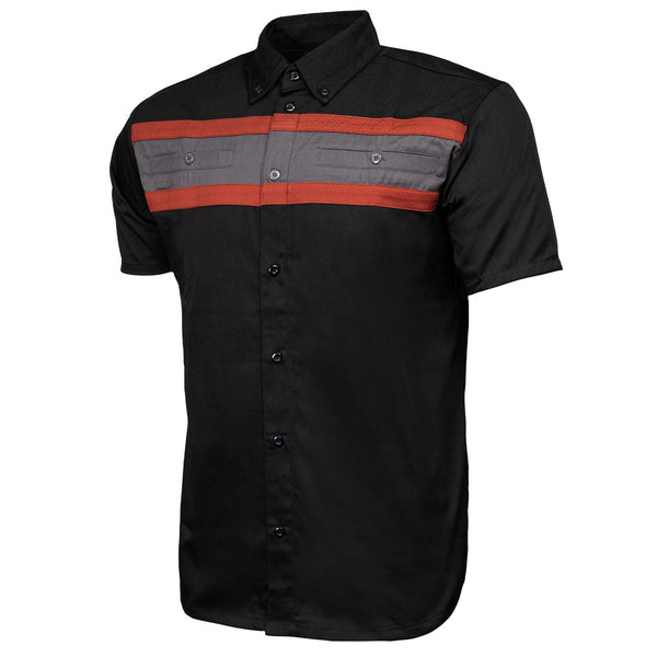 MMCC Men's Petrol Classic Mechanic Button Up Shirt - Dual Chest Pockets - Microfiber Panel - Rider Ready - MMC16008