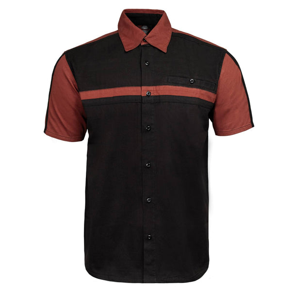 MMCC Men's Gear Head Classic Mechanic Button Up Shirt - Dual Chest Pockets - Microfiber Panel - Rider Ready - MMC16012